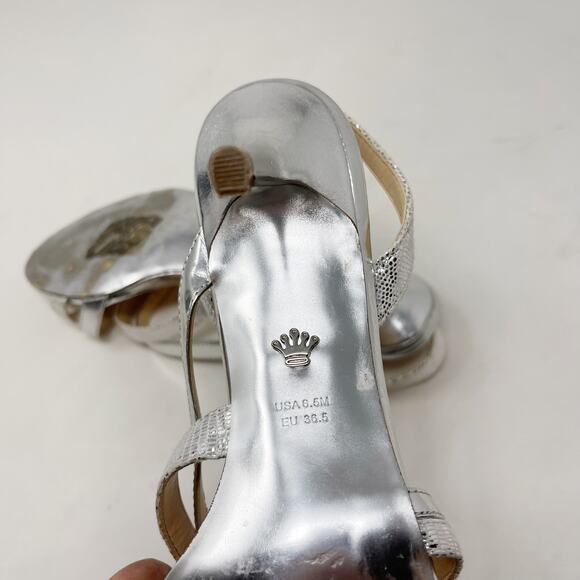 Nina New York Womens 6.5 Silver Canton Strappy Sling Back Open Toe Heels Evening - Picture 11 of 13